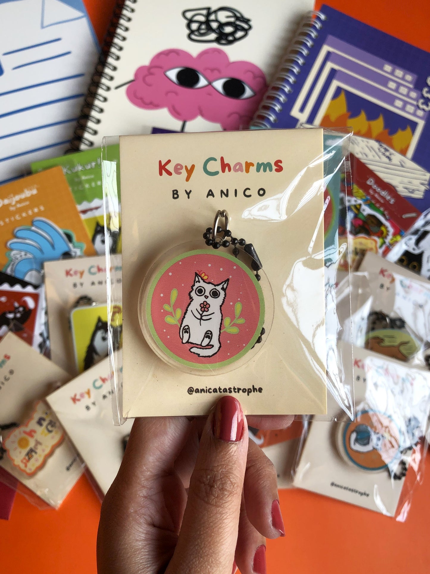 Spring Cat Keycharm by Anico